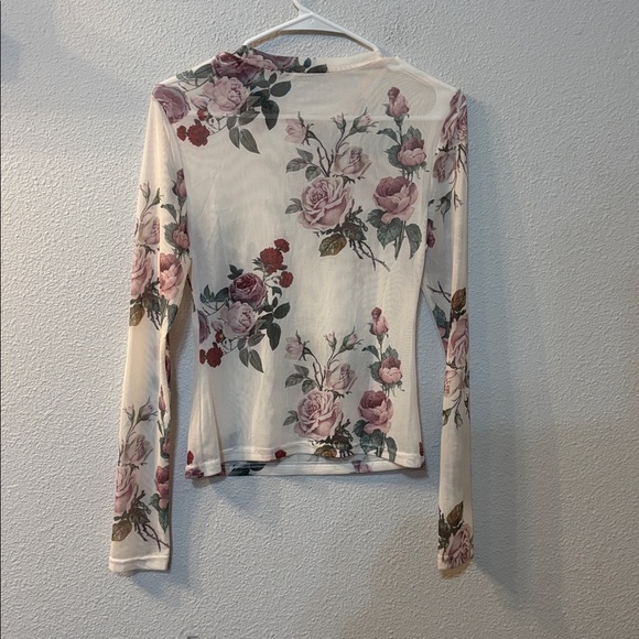 SHEIN Floral Long Sleeve Top - Cream and Pink - Picture 4 of 4